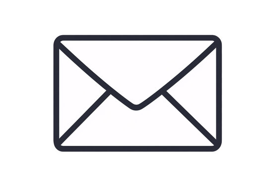 icon of an envelope, with simple lines on a white background, in a transparent PNG