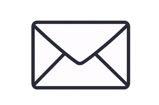 icon of an envelope, with simple lines on a white background, in a transparent PNG