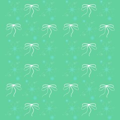 Delicate White Bows and Stars on Mint Green