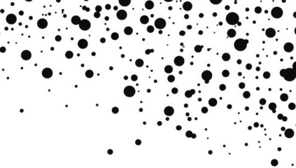 a scattered arrangement of various-sized black circles against a white background creating a dynamic visual effect that evokes a sense of movement and abstraction