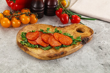 Spanish salami cured chorizo sausage