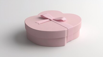 Pink heart-shaped gift box with a ribbon.