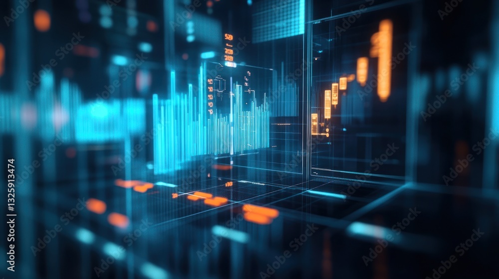 Poster digital data visualization, financial metrics