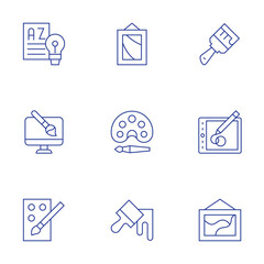 Art icons set. Thin Line style, editable stroke. language arts, art, art gallery, painting, paint, brush, graphic tablet, picture, digital art