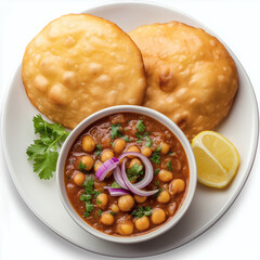 <Chole Bhature Indian Cuisine: Spicy Chickpea Curry with Fried Bread - Traditional South Asian Comfort Food Photography & Recipe Inspiration>