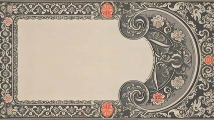 Ornate Floral Frame with Beige Background
