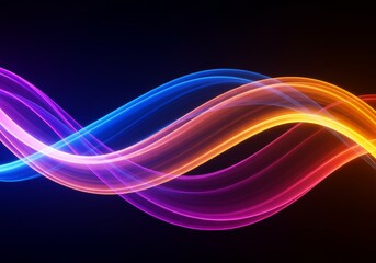 Obraz premium Wavy light streaks in neon colors.