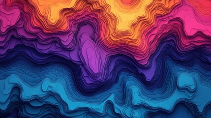 Vibrant abstract topographic layers in gradient colors