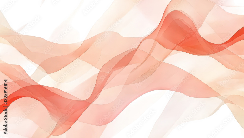 Poster a soft flowing abstract design featuring gentle waves in shades of red and peach creating a calming 