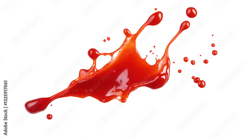 Poster vibrant splash of red liquid resembling blood set against a white background emphasizing the dynamic