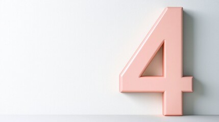 Elegant Pink Number Four  3D Render  Clean Background  Modern Design