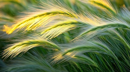 Obraz premium Golden Wheat Grass in Field at Sunset