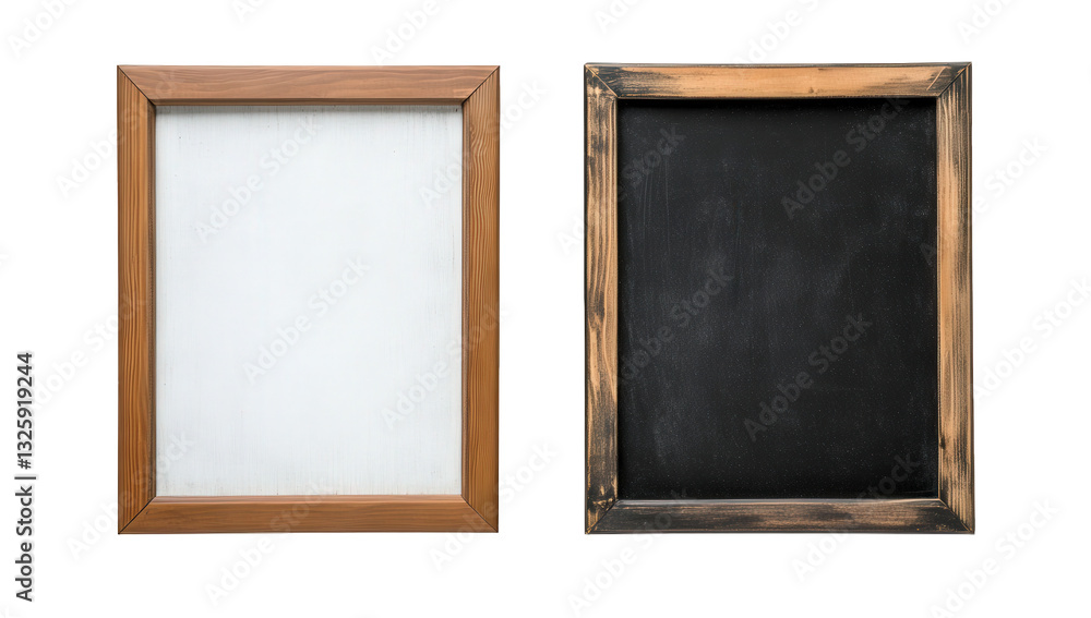 Poster two picture frames one with a white background and the other with a black chalkboard surface suitabl