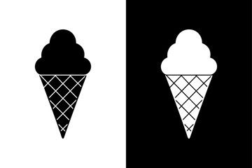 Stylized Ice Cream Icon Elegant Black and White Silhouette Design.