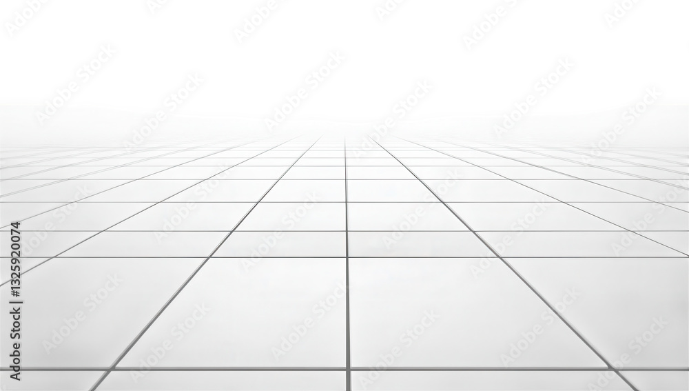 Aufkleber a minimalistic empty space with a grid pattern on the floor and a bright foggy background creating a