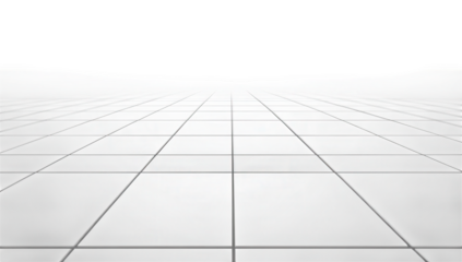 a minimalistic empty space with a grid pattern on the floor and a bright foggy background creating a sense of depth and openness ideal for visual effects or digital design