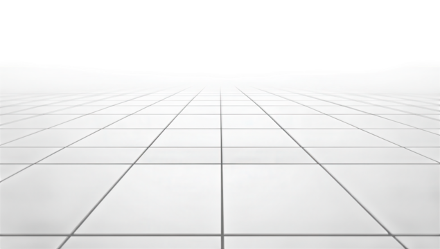 a minimalistic empty space with a grid pattern on the floor and a bright foggy background creating a sense of depth and openness ideal for visual effects or digital design