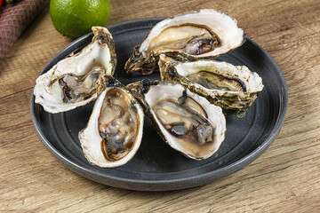 Raw fresh wild oyster dish
