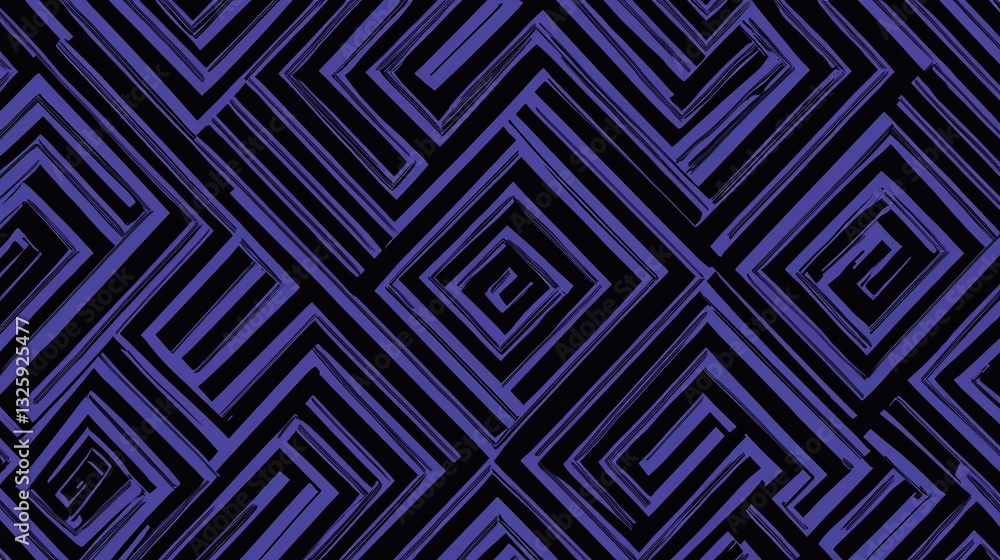 Aufkleber abstract geometric pattern with dark purple and black intersecting lines creating a maze-like effect