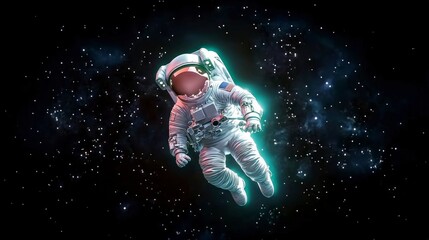 Fototapeta premium Futuristic Astronaut in Space Cosmic Exploration 3D Render