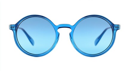 Trendy blue round sunglasses with transparent frames displaying a stylish summer fashion accessory