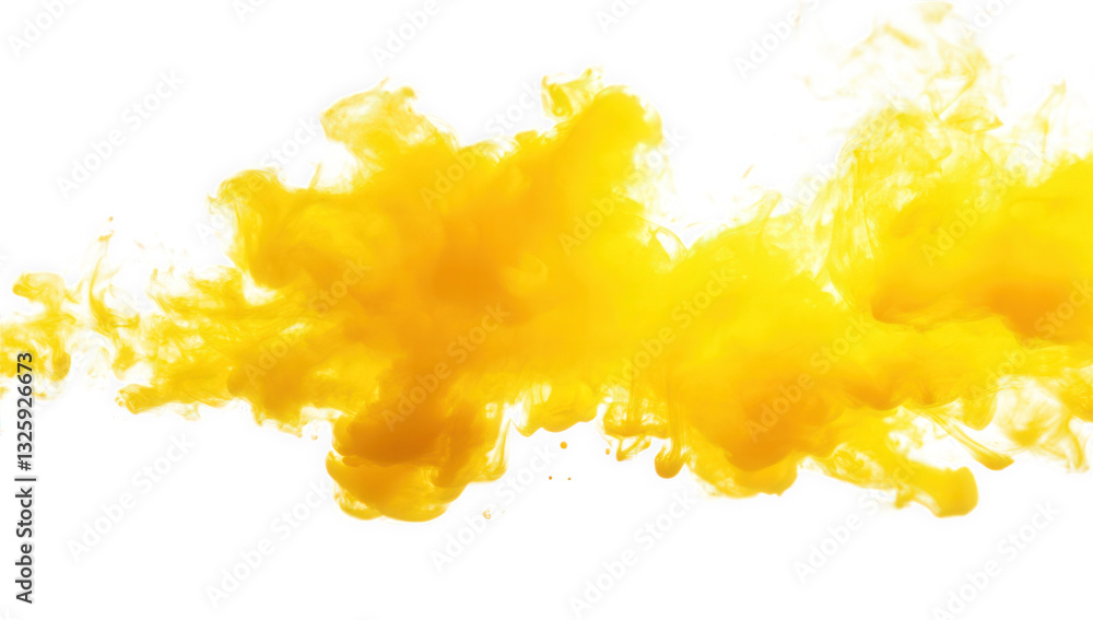 Poster a vibrant splash of yellow paint creates a dynamic and abstract visual effect against a white backgr