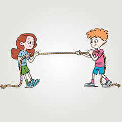 girl and boy compete in tug-of-war2