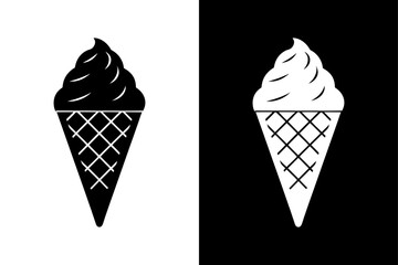 Black and White Ice Cream Silhouette  Perfect for Dessert & Food Designs.