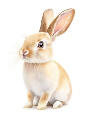 Fototapeta premium Cute rabbit sitting gracefully in a captivating pose isolated on a clean white background showcasing its fluffy fur