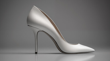 Pair of white high heel shoes on gray background. 3D rendering
