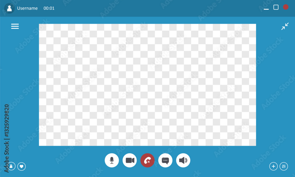 Poster videocall user interface. video chat screen template. online chat with buttons for mobile, computer,