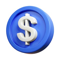 Obraz premium A Bold, Three-dimensional Dollar Sign, Rendered In Off-white, Sits Prominently Centered On A Vibrant Blue Circular Background, Creating A Playful Yet Professional Image