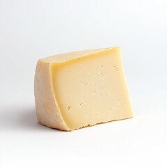 Cheese block gourmet dairy product on white background perfect for cooking recipes, charcuterie boards, gourmet cheese platters and culinary presentations.