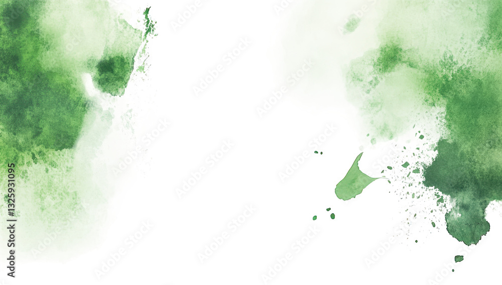 Poster soft abstract watercolor design in varying shades of green creating a calming and organic feel suita