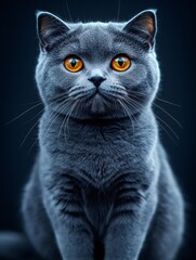 Majestic british shorthair cat posing on dark background