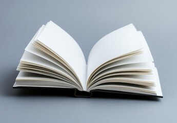 Fototapeta premium Open blank book on gray background