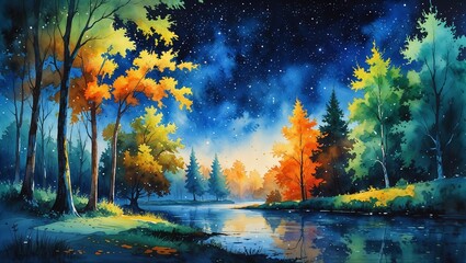 秋夜の静寂と輝く星々