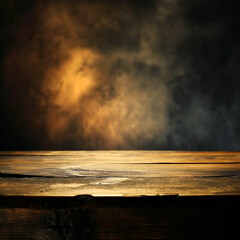 Wooden table with backdrop bokeh background