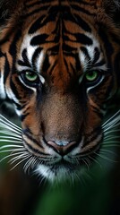 Obraz premium Majestic tiger with striking green eyes in natural habitat