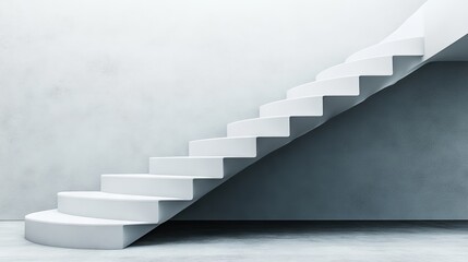 Obraz premium A frontal view of white stairs, serving as a blank template for a platform or podium