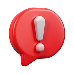 A Vibrant Red Speech Bubble Urgently Announces Important News With A Bold White Exclamation Mark, Showcasing A Playful 3d Design