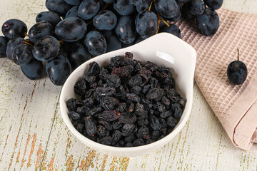Dry ripe sweet blue raisin