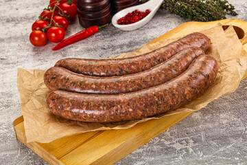 Raw beef and lamb sausages