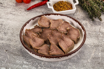 Sliced boiled pork tongue snack