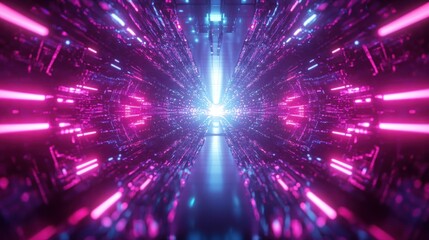 Obraz premium Neon Tunnel of Future Technology