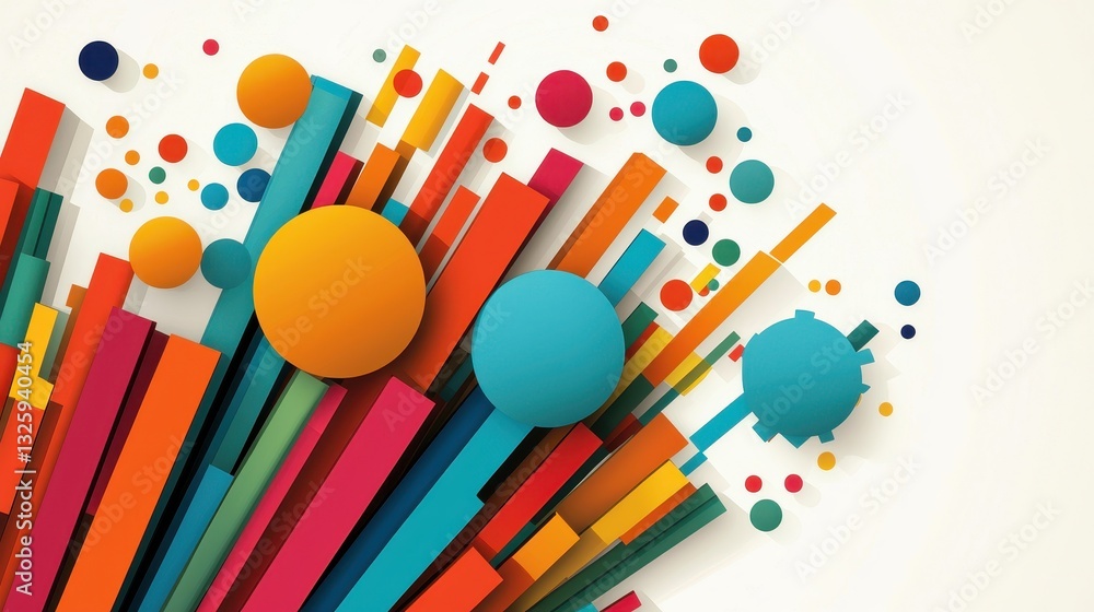 Poster A vibrant abstract design featuring colorful shapes and lines, creating a dynamic and lively visual composition.