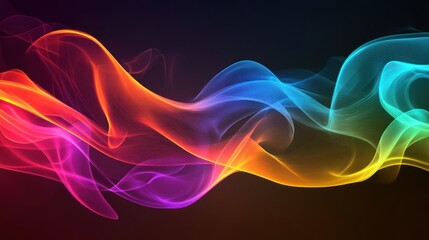 Naklejka premium Abstract rainbow smoke waves flowing, dark background