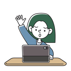 タブレット端末で学習をする子供のベクターイラスト