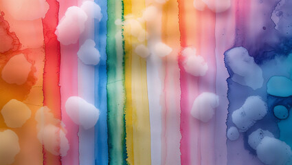 Colorful rainbow stripes creating a vibrant and abstract watercolor background