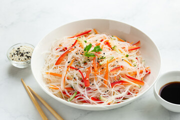 funchoza  rice noodles salad with vegetables